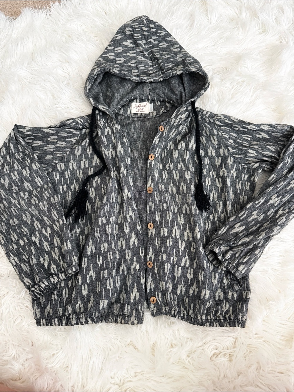 Unknown Brand Gray Patterned Hooded Utility Jacket